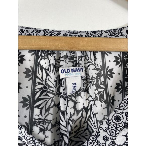 Old Navy Tunic Top Size XXL Womens Black White Chiffon Boho Whimsigoth Peasant - Picture 10 of 13